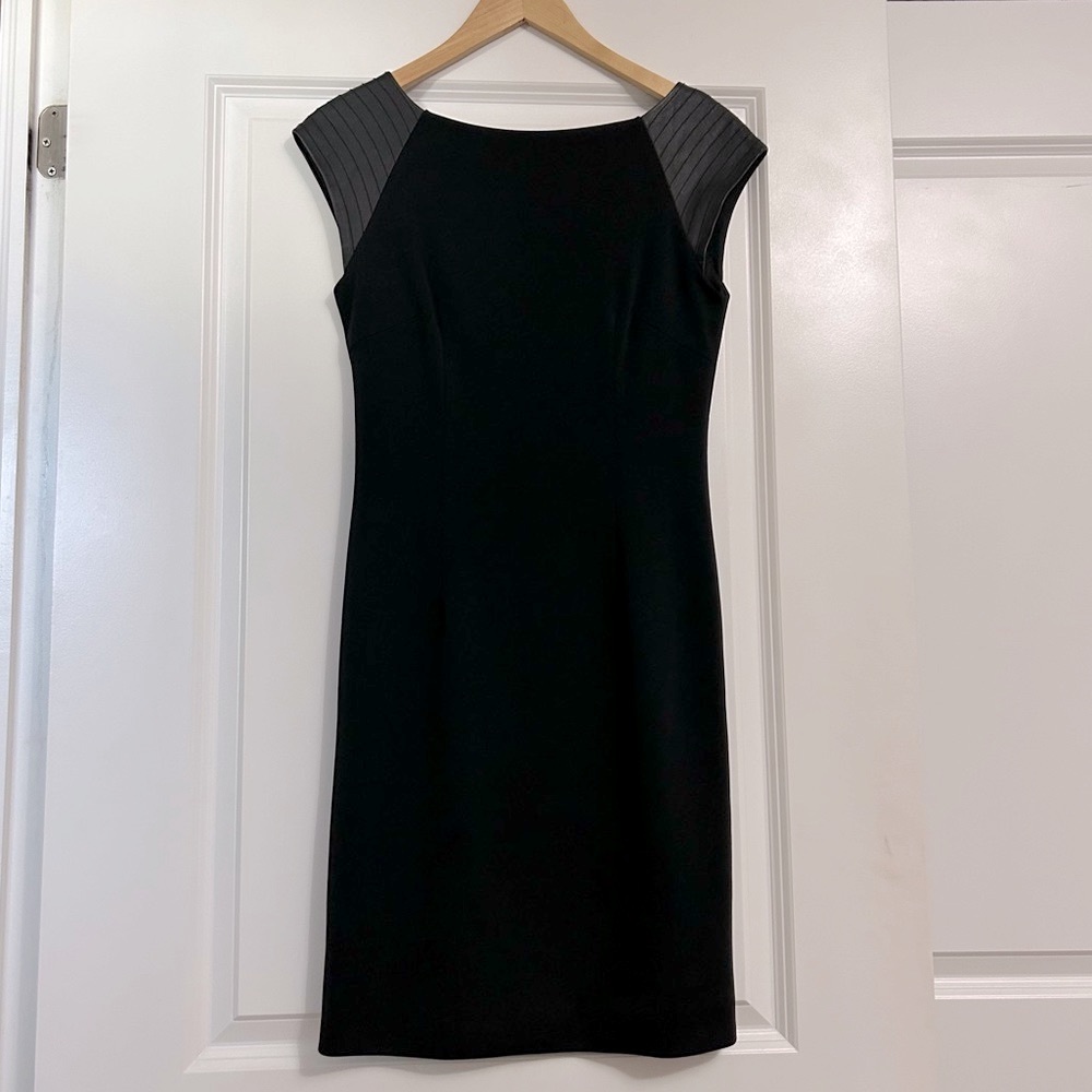 NWOT Rudsak leather shoulder black stretchy shift dress